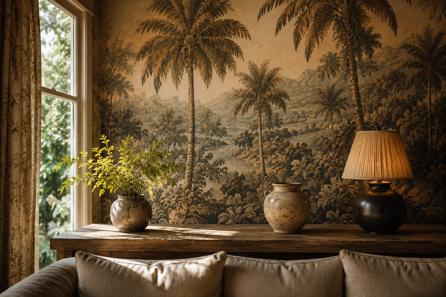Intérieur raffiné aux palmiers